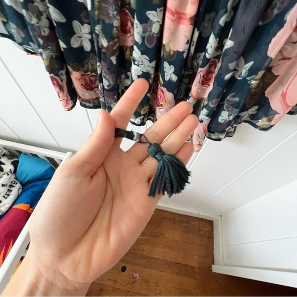 Show Me Your MuMu Poet Tie Floral Flower Chiffon Blouse Navy XS - Picture 7 of 10